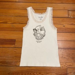 Brandy Melville White Lace Tank with graphic